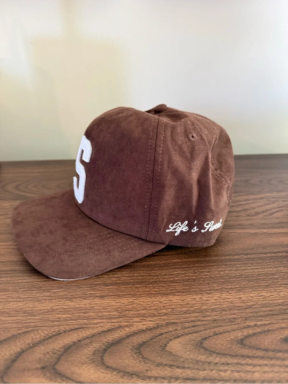 Sweet Hat Co - Brown Suede Cap with White 'S' Patch - Men's Hat